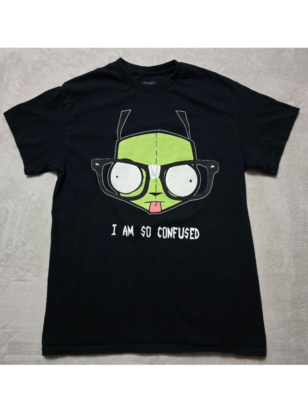 Invader Zim GIR with Glasses Black So Confused T-Shirt Juniors Size Medium